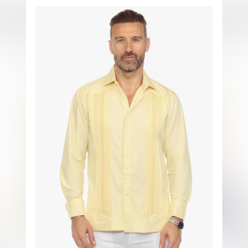Cubavera Yellow Casual Button Down Shirt